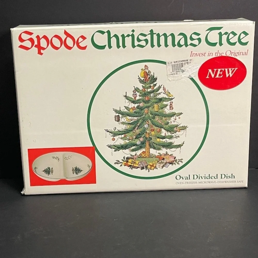 Spode Christmas Tree Oval Divided Dish Made in England Holiday Serving Platter